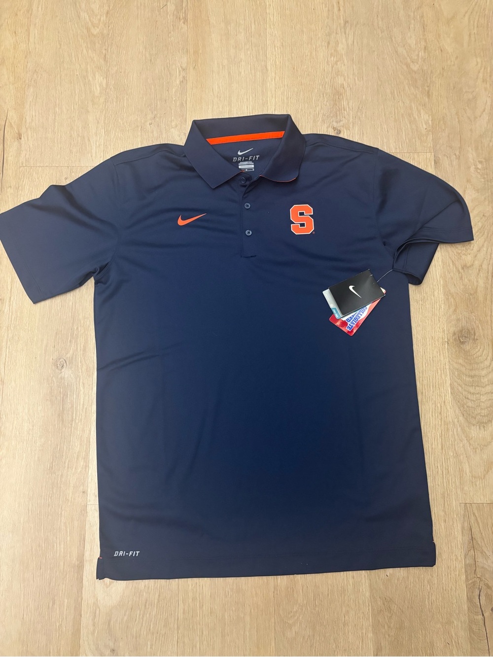 NWT NCAA Nike Dri Fit Syracuse Navy Mens Polo Golf Shirt Size Large Navy